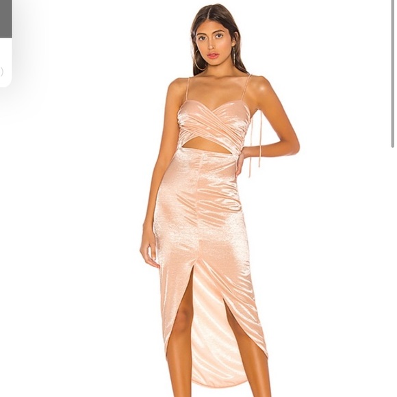 Revolve H:ours Felisa MIDI Dress Nude Lipgloss Small - Picture 1 of 15